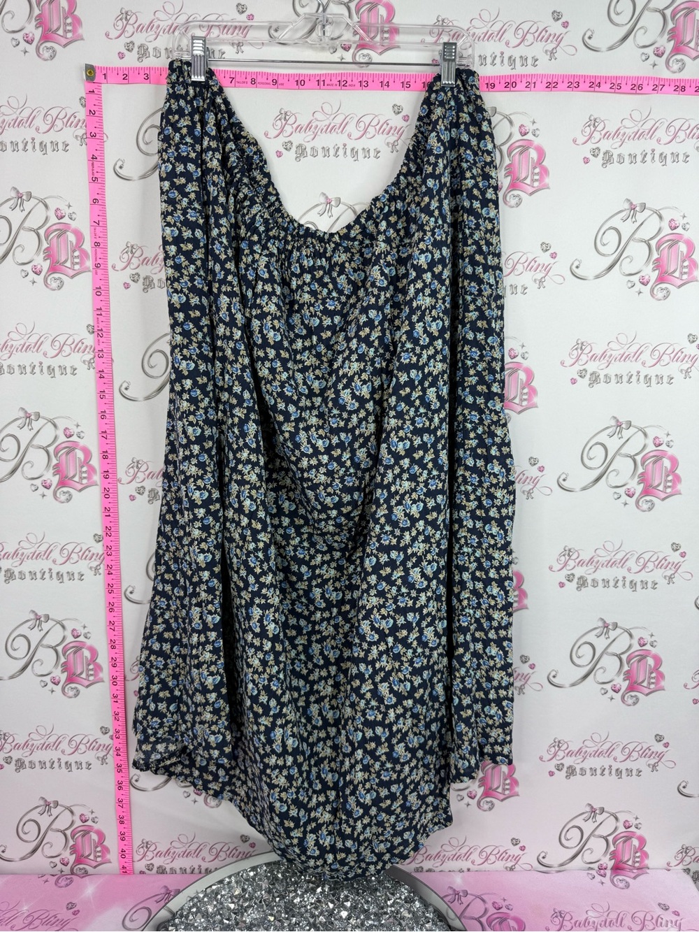 Skirt flowy flowers y2k Navy Blue Floral Skirt